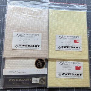 Lot of 5 New in Packs 11 Count Aida Cloth - Zweigart & Permin